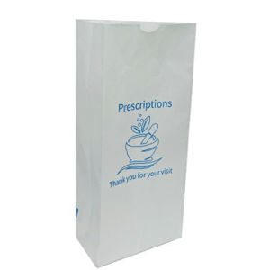 PRESCRIPTION PAPER BAGS WHITE 4x2x9 PRINTED  (2000 PK)